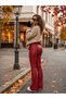 Women's high-leg wide leg lightweight leather pants