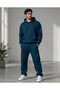 Hooded Sweatshirt and Jogger Sweatpants Set Navy Blue, Relaxed Fit, Casual