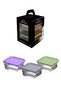 Angola - Set of 3 Glass Storage Containers 10 cm with Colorful Lids Square Breakfast Jam Bowl, Sauce Bowl, and Snack Bowl - 6