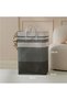 Large Foldable Laundry Basket,with Reinforced Handle(Gray Stripe) - 2