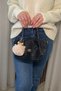 Women's Black Knitted Patterned Stylish Hand and Shoulder Bag with Charm Gift
