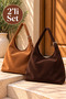 Set of 2 Suede Shoulder Bags – Soft Textured Women's Bags with Adjustable Straps