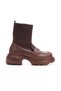 Women's Brown Knitwear Detailed Loafer New Style Blunt Toe Lightweight and High Heeled Comfortable Shoes - 6
