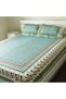 Bedsheet and 2 Pillow Covers - Coral Green and Red Print