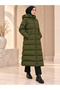 Hooded Lined Inflatable Long Coat Suitable for Women's Hijab Wear