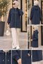 Women's Hooded Modal Fabric Zippered Long Wide Fit Sweatshirt Hijab Tunic - 4
