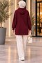 Women's Hooded Modal Fabric Zippered Long Wide Fit Sweatshirt Hijab Tunic - 2