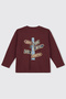 Boy's Burgundy Sweatshirt with Print Detail - 2