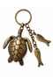 Antique Bronze Lucky Sea Turtle and Abundance Fish Metal Keychain / Bag Ornament - 3