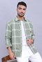 Mens Green Checked Regular Fit Cotton Shirt