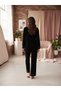 Women's French Velvet Buttoned Long Sleeve Printed Pajama Set - 4