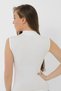 Premium Comfortable Woven 2-Piece White Bamboo Women's Turtleneck Zero Sleeve Bodysuit - 5