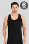 Delux Series Clothing Sports Undershirt Cotton 6 Pack Black Men's Undershirt - 2