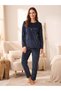 Women's French Velvet Crew Neck Long Sleeve Printed Pajama Set