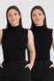Special Series Women's Black Turtleneck 2-Piece Sleeveless Body Knitted Clothing Wardrobe Piece