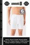 Delux Series Men's Long Underpants Boxer 6'Li Package White %100 Cotton Combed Gift Laundry Underwear