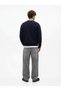 Regular Fit Letter Printed Crew Neck Navy Blue Sweatshirt - 3