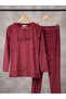 Women's French Velvet Crew Neck Long Sleeve Printed Pajama Set - 4