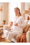 New Season Ecru Shawl Collar Winter Long Sleeve Special Design Breastfeeding Featured Maternity Pajama Set - 8