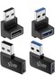 محول USB 3.0 بزاوية 90 درجة (4 قطع)، زاوية عمودية وأفقية، موصل تمديد USB ذكر إلى أنثى