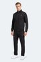 Fedor Men's Stand Collar Zippered Black Tracksuit Set