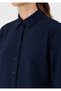 Women's Navy Blue Long Sleeve Slim Shirt. - 7