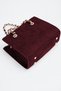 Women's Spruce Burgundy Suede Chain Handle 3-Compartment Cross Strap Lined Box Hand and Shoulder Bag - 5