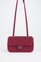 Women's Sapphire Burgundy Suede Flap Shoulder Bag with Lockable Adjustable Crossbody Strap and Back Pocket - 5