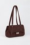 Women's Sapphire Brown Suede Flap Shoulder Bag with Lockable Adjustable Crossbody Strap and Back Pocket