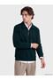 Ozmarka New Season Green Polo Collar Men's Thick Sweatshirt