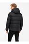 Men's Black Hooded Regular Fit Coat - 5