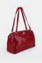Women's Emerald Red Shiny Faux Leather Crossbody Zippered Lined Bowling Shoulder Bag - 4