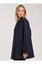 Women's Navy Blue Double-Breasted Oversize Coat - 3