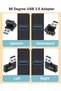 محول USB 3.0 بزاوية 90 درجة (4 قطع)، زاوية عمودية وأفقية، موصل تمديد USB ذكر إلى أنثى - 2