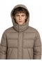 Men's Beige Hooded Regular Fit Coat - 5