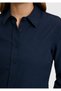 Women's Navy Blue Long Sleeve Slim Shirt. - 5