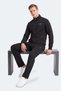 Fedor Men's Stand Collar Zippered Black Tracksuit Set - 8