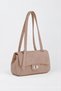 Women's Sapphire Dark Mink Suede Flap Shoulder Bag with Lockable Adjustable Crossbody Strap and Back Pocket