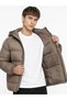 Men's Beige Hooded Regular Fit Coat - 6