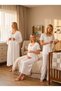 New Season Ecru Fisto Linen Detailed Short Sleeve Design 100% Cotton Maternity Nightgown Pajama Set with Breastfeeding Feature - 8