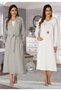 Women's Pink Button Detailed Long Sleeve Special Design Cotton Maternity Maternity Dressing Gown Nightgown Set of 2 - 5