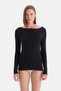 Black Modal Cashmere Boat Neck Long Sleeve Top - Keeps Warm with a Thin Texture *Special Edition - 4