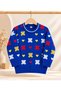 Baby Girl & Child Butterfly and Patterned Crew Neck Stretchy Knit Sweater - 7