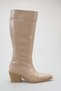 Women's Almelo Short Heeled Zippered Pull-On Cowboy Boots - Tan-Patent Leather - 4