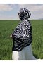 Zebra Pattern Medina Silk Shawl - Navy Blue & White