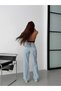 Women's High Waist Lace-Up Ripped Wide Leg Denim Pants - 2