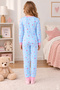 Girls' Cotton Blue Pink Printed 4-Piece Knitted Regular Top and Bottom Pajama Set - 5