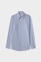 Slim Fit Navy Blue Striped Shirt - 5