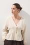 Pile Detailed Linen Blouse - 3