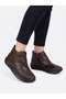 Women's Brown Velcro and Side Zipper Flexible Sole Comfort Winter Boots Shoes - 3